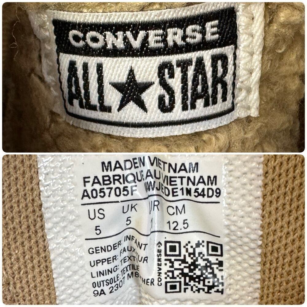 CONVERSE Chuck Taylor All Star Easy On Teddy Bear Fuzzy Strap Shoes Toddler Sz 5 - Picture 10 of 10